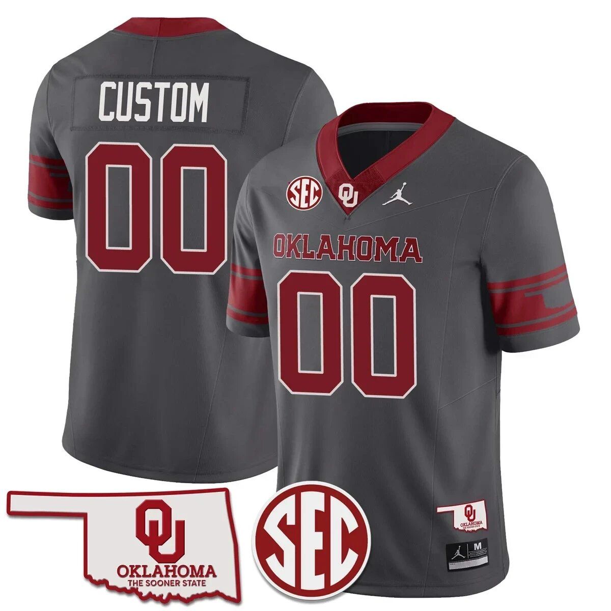 Men Oklahoma Sooners Grey 2024 SEC Patch Vapor Premier Limited Custom NCAA Jersey->indianapolis colts->NFL Jersey